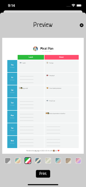 Menu Plan Search
