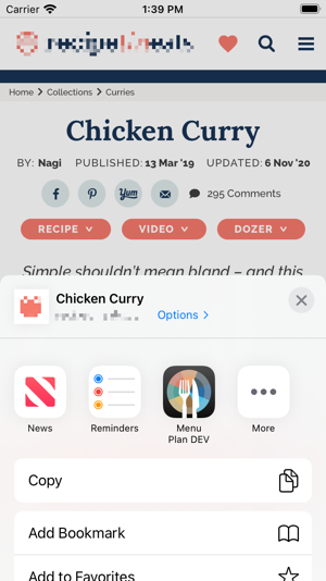 Menu Plan Share Extension